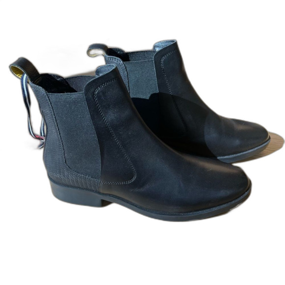 Joules black leather slip on women booties, elastic sides, size 5 NWT - Picture 4 of 10